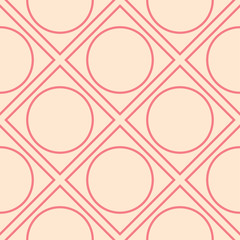Red and beige geometric ornament. Seamless pattern