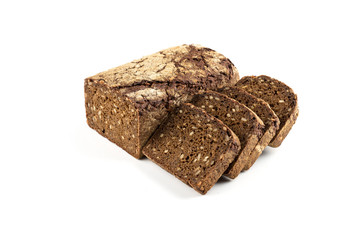 Rye bread slices isolated on white background