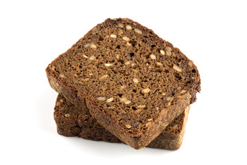 Rye bread slices isolated on white background