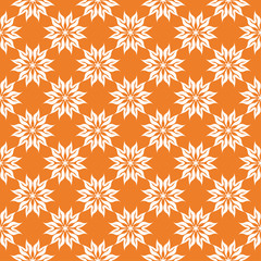 White floral seamless pattern on orange background