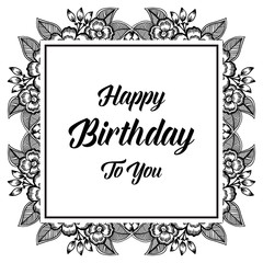 happy birthday card with flowers bouquet vector illustration