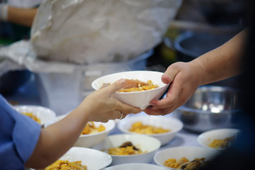 Charity food is the hope of the poor who have no money: concept of begging food