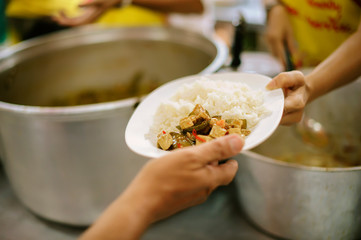 Charity food is the hope of the poor who have no money: concept of begging food