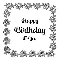 happy birthday card with flowers bouquet vector illustration