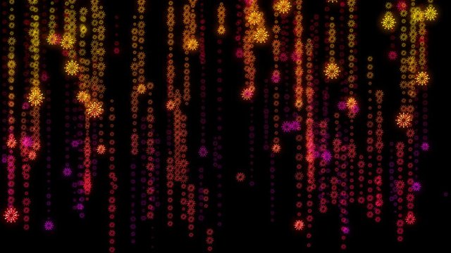 Christmas snowflakes and ornaments background  - falling snow, star, deer and particles.  Snowflakes Rain and star rain  for motion graphics and Christmas Environment background. - Powered by Adobe