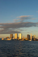 dusk of tokyo bay area seen from rainbow bridge 