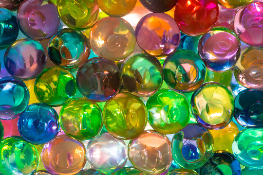 The colorful water beads or water crystal gel use for background