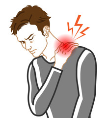 Stiff Shoulder - Physical disease image clip art - Adults men , Line art