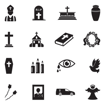 Funeral simples ícones contorno preto definir eps10 imagem