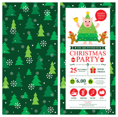 Christmas invitation card template with cute pig