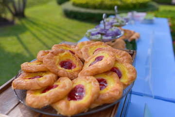Homemade custard stuff Strawberry for tea break in party