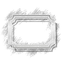 Silver frame. Beautiful glitter design. Vintage style decorative border, isolated white background. Deco elegant luxury framework for decoration, photo, Christmas banner. Vector illustration