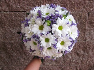 Bridal bouquet (on the handle). white and blue