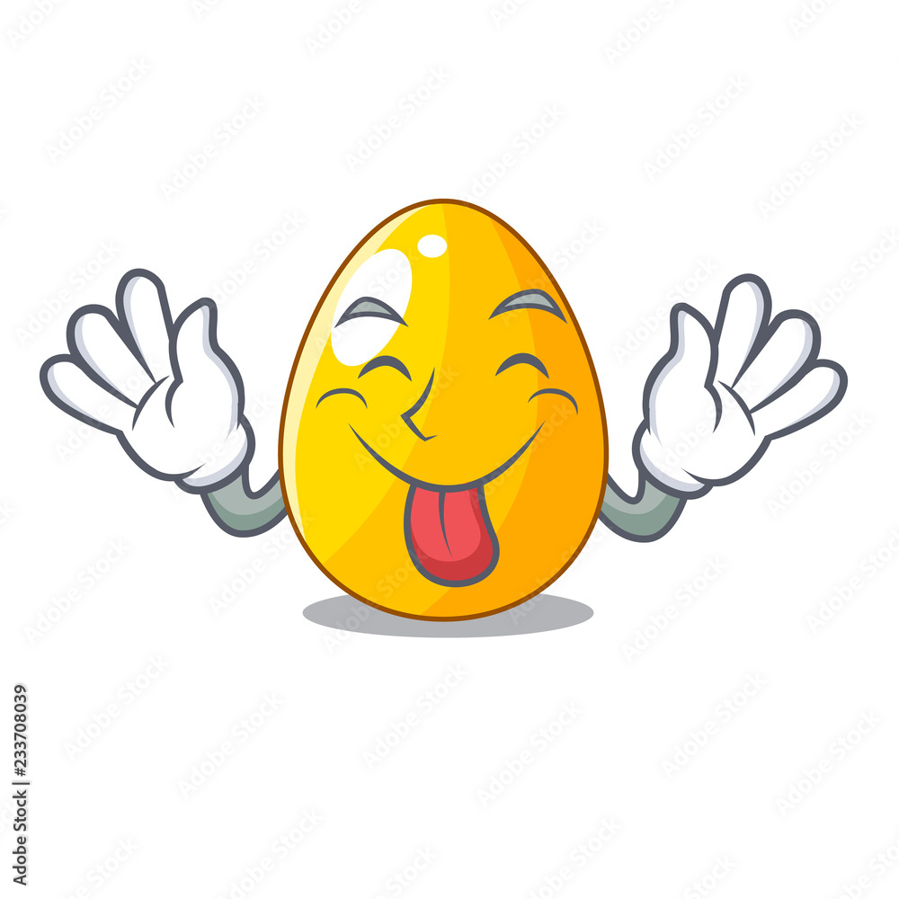 Sticker Tongue out golden egg with cartoon shape reflection