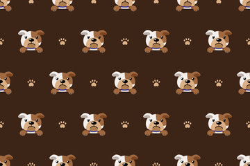 Vector cartoon character bulldog seamless pattern