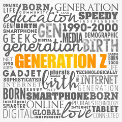 Generation Z Word Cloud collage, concept background