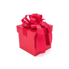 Beautiful red gift box with ribbon.