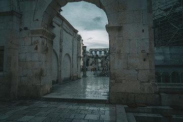 narrow street at dawn