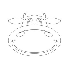 cartoon cow face . lining draw .front view.vector