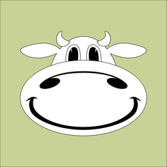 cartoon cow face .flat style.front view.vector