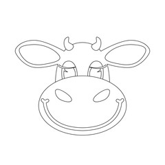 cartoon cow face . lining draw .front view.vector