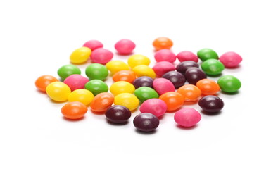 Colorful candies isolated on white background 