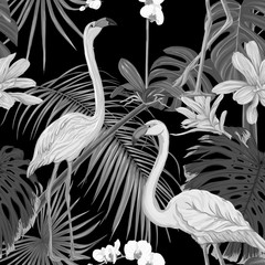 Seamless pattern, background. with tropical plants