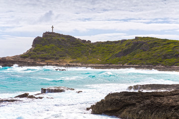 Seascape on a windy day at Pointe des Chateaux in Guadeloupe