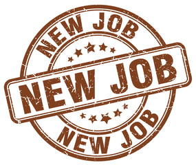 Obraz premium new job brown grunge round vintage rubber stamp