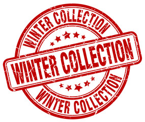 winter collection red grunge round vintage rubber stamp