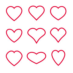 Heart symbol shapes vector&nbsp;set line style