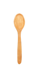 Top view empty wood spoon isolated on white background with clipping path