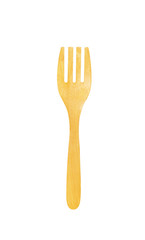 Top view empty wood fork isolated on white background with clipping path