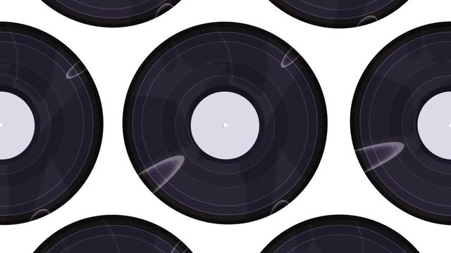 vinyl record spinning on a white background close-up