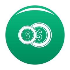 Coin icon. Simple illustration of coin vector icon for any design green