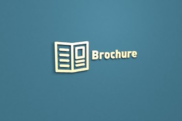 Illustration of Brochure with yellow text on blue background