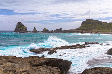 Seascape on a windy day at Pointe des Chateaux in Guadeloupe