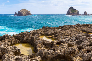 Seascape on a windy day at Pointe des Chateaux in Guadeloupe