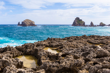 Seascape on a windy day at Pointe des Chateaux in Guadeloupe