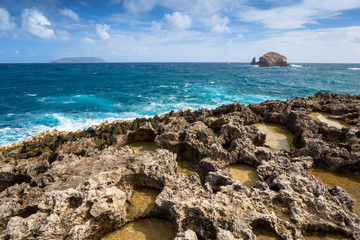 Seascape on a windy day at Pointe des Chateaux in Guadeloupe