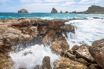 Seascape on a windy day at Pointe des Chateaux in Guadeloupe
