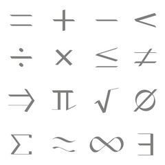 Set of monochrome icons with mathematical symbols for your design