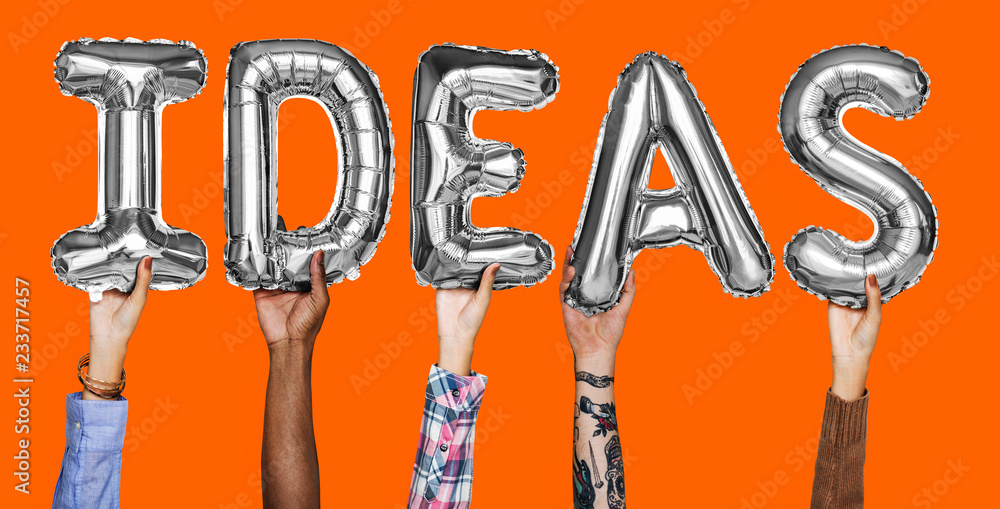 Canvas Prints Hands showing ideas balloons word