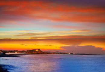Obraz na płótnie Canvas Denia sunset skyline in Las Rotas Alicante