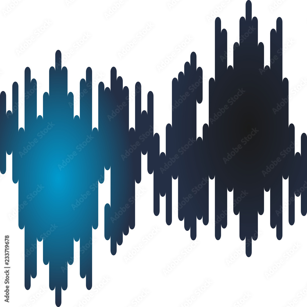 Aufkleber blue and grey background with halftone transition. rounded lines seamless pattern.