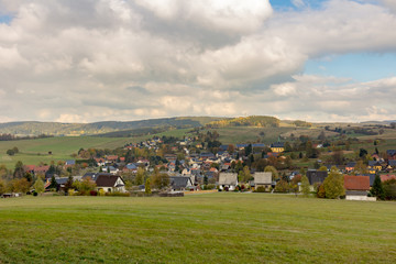 Fototapeta na wymiar View on Hinterhermsdorf in Saxony