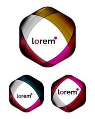 Set of geometric shape convergence logo design templates