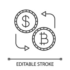 Bitcoin and dollar currency exchange linear icon