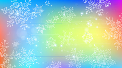Snowflakes and festive lights - vector background with beautiful snowflakes that merrily shine and shimmer in color space