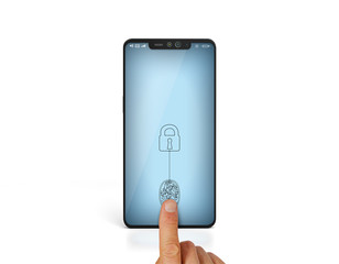 modern smartphone with notch and fingerprint sensor